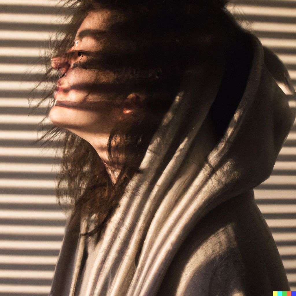 a representation of anxiety, photograph, golden hour lighting